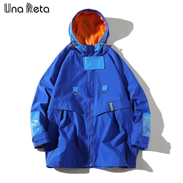 

una reta windbreaker men autumn new arrivals fashion casual loose hooded jackets man hip hop streetwear long trench coat mens, Tan;black
