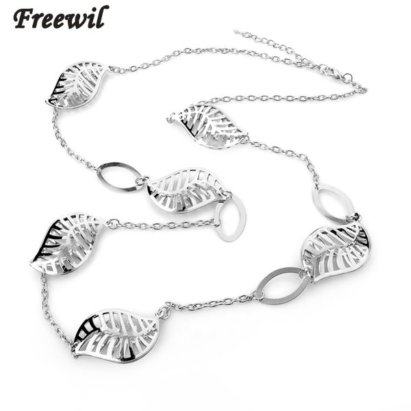 

gold silver leaves chain long necklaces for women accessories pendants jewelleries friends bijoux sne150855