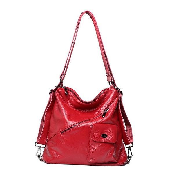 

100% genuine leather handbag large capacity women shoulder bag retro tote purse high quality hobos brown shopping bags