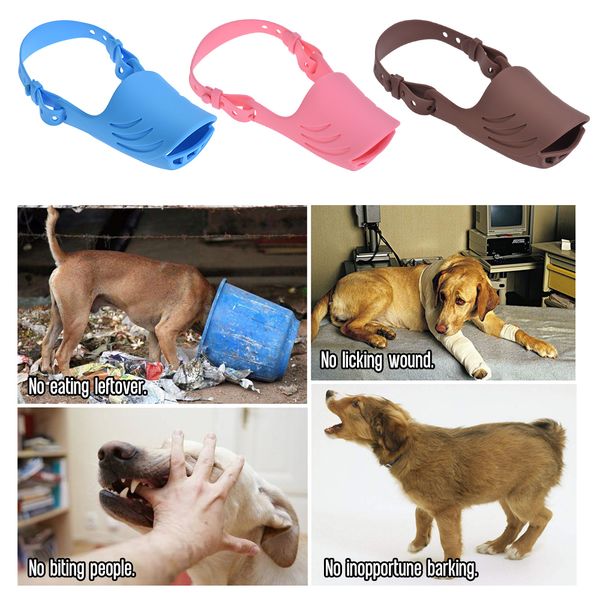 

anti bite biting barking dog muzzle mouth cover silicone pig mouth shape with adjustable strap for small and medium dogs