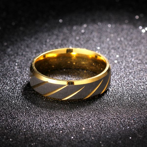 

6mm gold twill ring titanium brushed ring for men and women, Slivery;golden