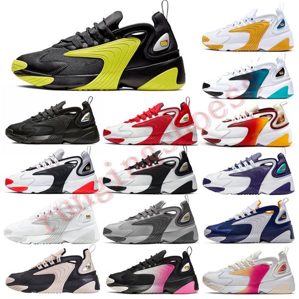 

zoom m2k 2k tekno 2000 мужчины женщины кроссовки тройной черный белый динамический желтый 90s стиль дизайнер спортивные кроссовки обуви, White;red
