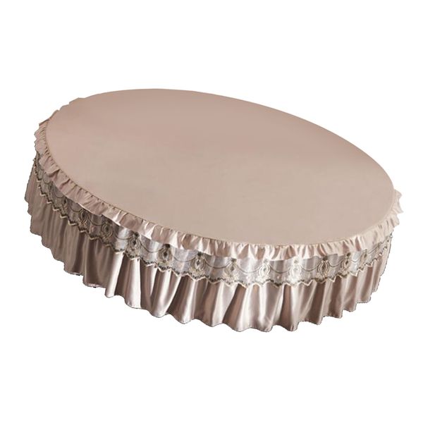 

round elastic lace dust ruffle bed skirt wrap around non slip easy fit pretty ruffle design-camel 2 size options 220cm/200cm