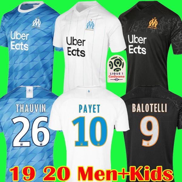 

Maillots de foot 19 20 Olympique De Marseille soccer jersey 2019 2020 MBAPPE SARABIA OM jersey football kit uniforms shirt men + kids kit
