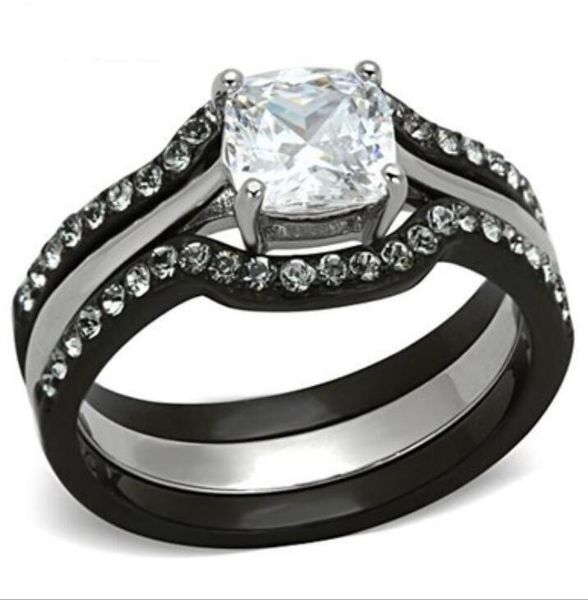 

fast luxury three-layer set ring black gold couple ring women wedding anniversary day gift never fade, Slivery;golden