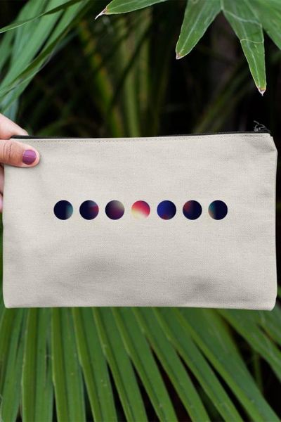 

angemiel clutch moon phases portfolio hand makeup bag, Silver