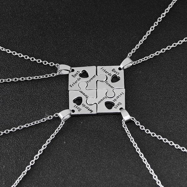 

4pcs/set "friend forever" bff friend pendant necklaces puzzle hand stamped friendship jewelry ing, Silver