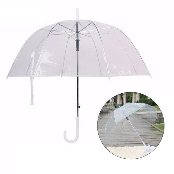 

long handle umbrella transparent ultra light female children parasol semi-automatic straight rod sunshade female umbrella