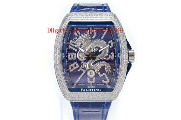 

vanguard yachting v45 mens watch diamond watch swiss automatic mechanical 28800 vph sapphire crystal loong dial tonneau 316l steel case, Slivery;brown