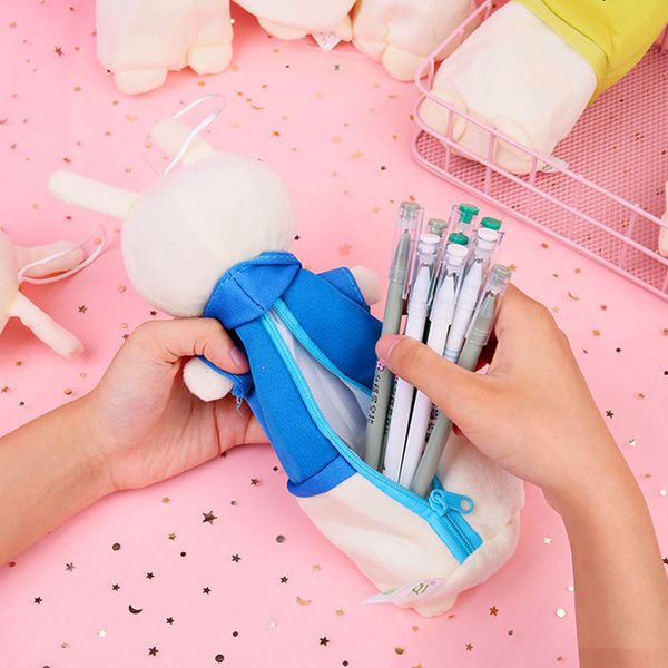 

korean creative fashion cartoon cute kawaii cartoon animal plush student office stationery storage bag pencil pen case