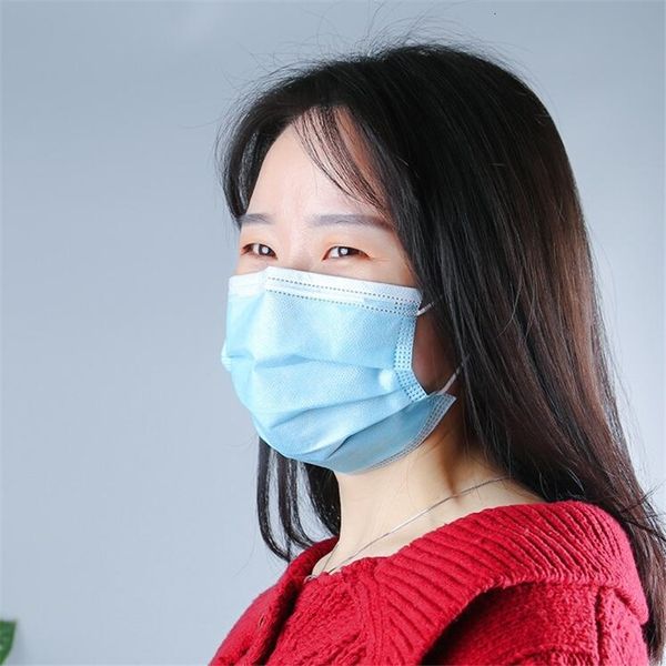 

dhl ship 5uwf 1pcs mask box in stock 50 white or face masks mouth 3 layers non woven dust haze proof black blue pe3z