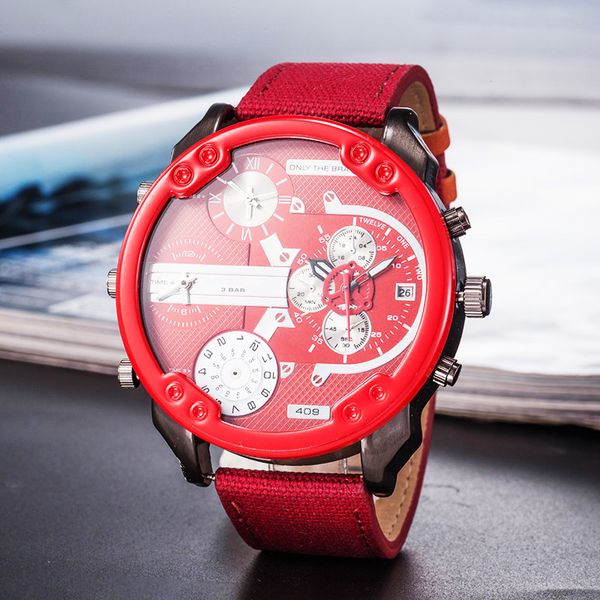 

luxury men's lady big dail 52mm all subdials work chronograph watches 4 quartz movement ribbon strap wristwatches for men and women, Slivery;brown