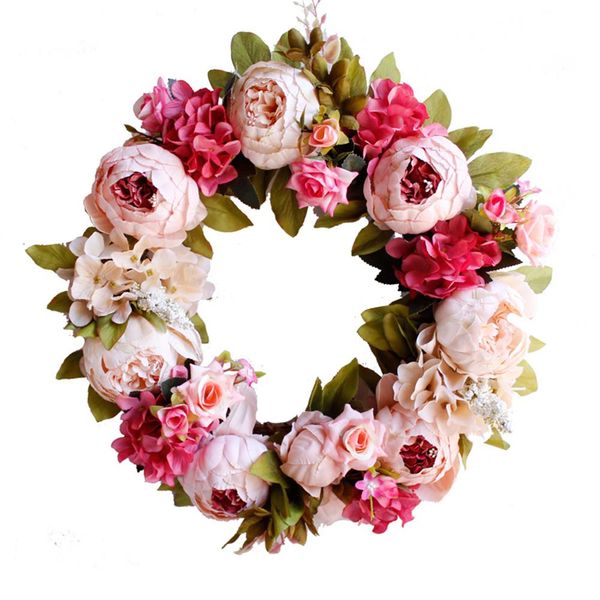 

saideng simulation peony wreaths floral hoop garland wedding decoration household wall hanging flowers-30