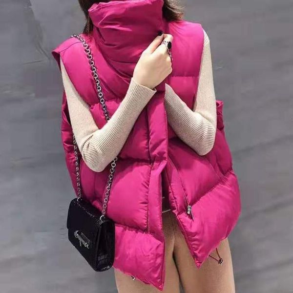 

autumn winter women sleeveless vest jacket casual warm thick cotton vest padded coat parka female short waistcoat outwear, Black;white