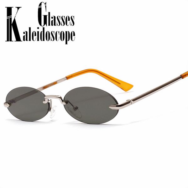 

rimless oval women sunglasses designer 90s sun glasses fashion vintage men eyeglasses red transparent mirror uv400, White;black