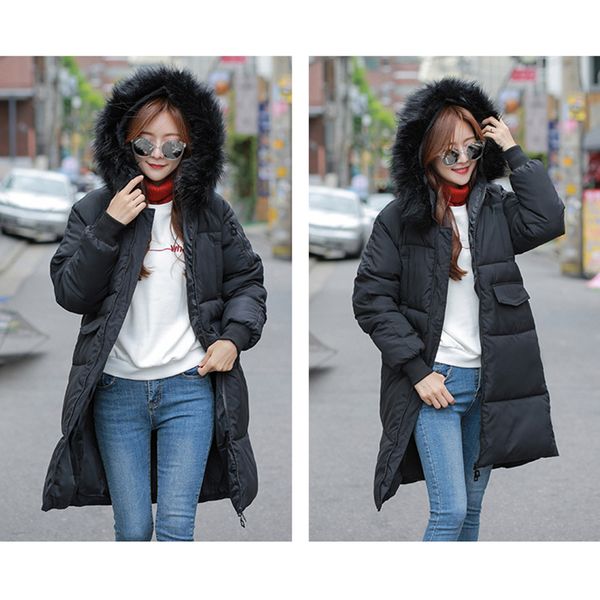 

fashion 2019 down jacket cotton clothes for women winter ultra light warm female cute coat female outwear hooded long sleeve, Black