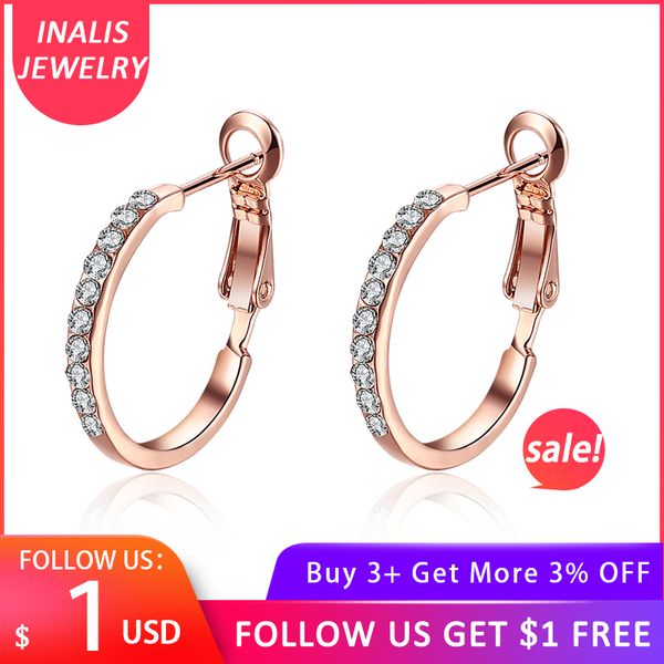 

inalis fashion new stud earrings rose gold color/white golod color zircon earrings for women girl jewelry, Golden;silver