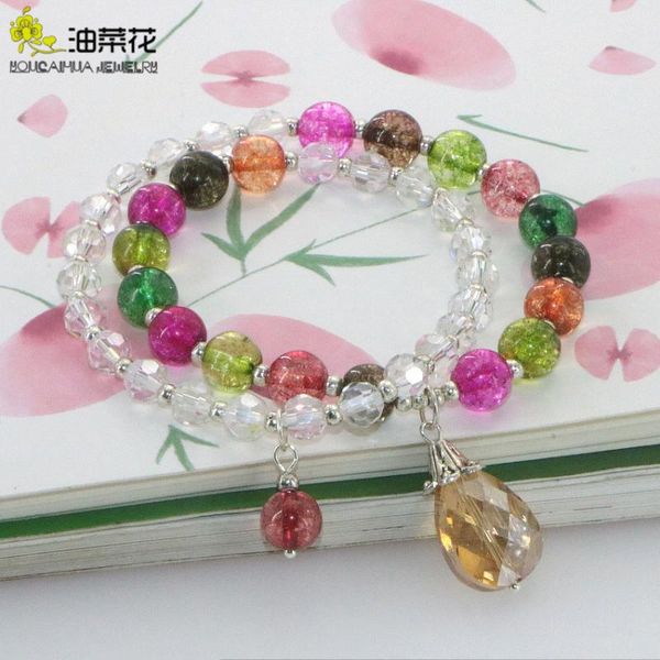 

bohemian natural stone zs tourmalines 2 circle bracelet woman girl crystals pendant alloy accessories christmas wedding gift, Black
