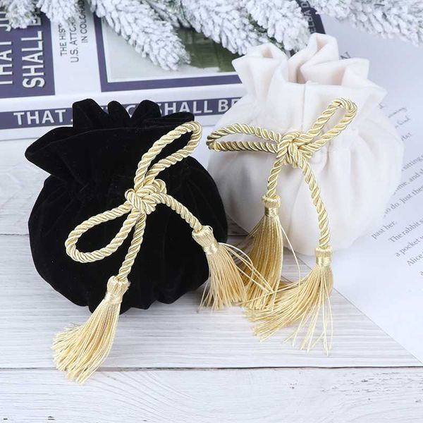 

gift wrap light blue round bottom with gray tassel velvet drawstring bagjewelry packaging pouch bags & packing 12x17cm mp3