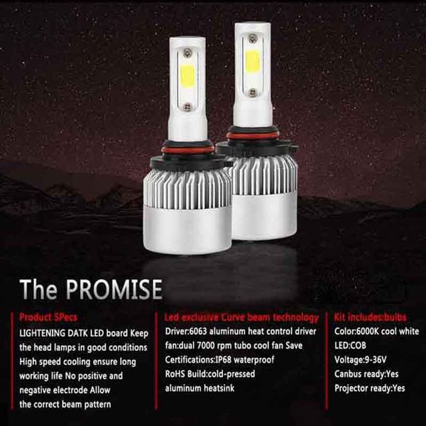 

car 2pcs cob super bright 9006 hb4 led headlight conversion kits bulbs replacement 60w hid fog lamp white
