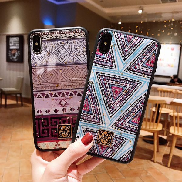 

роскошные пейсли мандала цветок узорные чехлы для iphone x 7 8 6 6s plus xs max xr установлены чехлы глянцевое стекло цемент задняя крышка