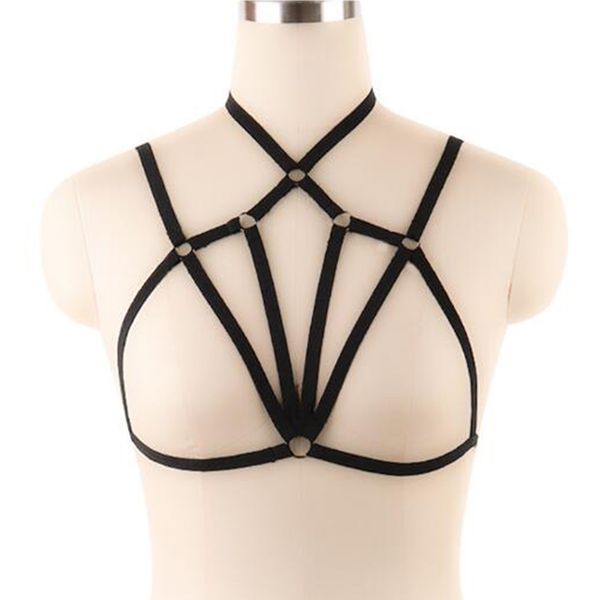 

fashion women's lingerie harness bra hollow cage bralette bustier, Red;black