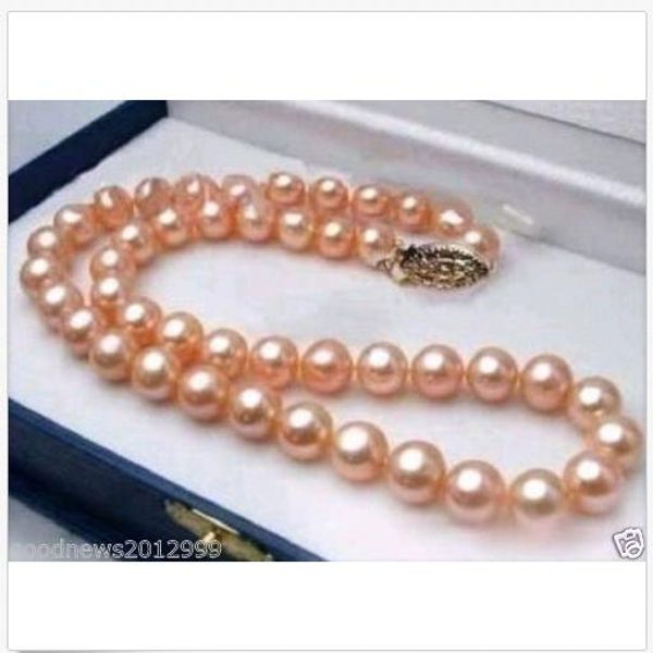 

beautiful natural 10-11mm real south sea pink pearl necklace 14k 18 inch, Silver