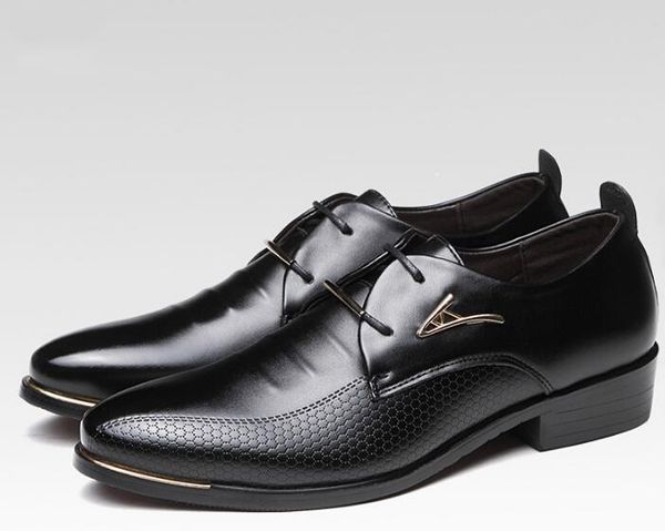 

mens dress shoes fashion pointed toe lace up men's business casual shoes brown black leather oxfords shoes big size 39-46