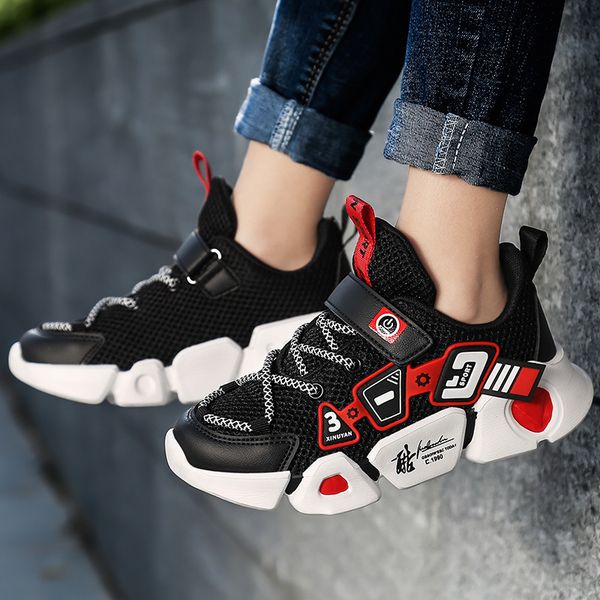 

boys 2020 new children's sports shoes big virgin girls casual shoes breathable summer running shoes student, Black