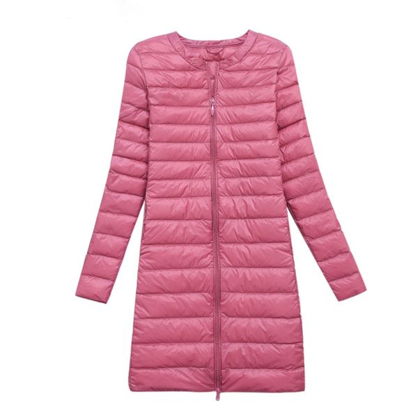 

down jacket female long duck down jacket women lightweight warm linner slim portable ladies coats, Black