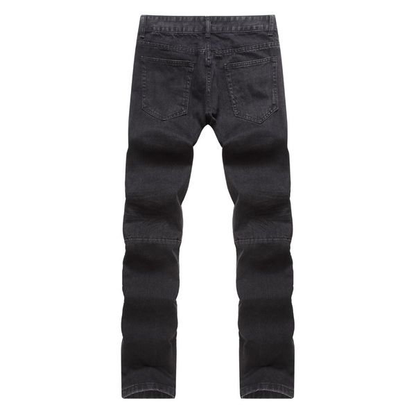 

black jeans pants men ripped denim trousers straight street wear, Blue
