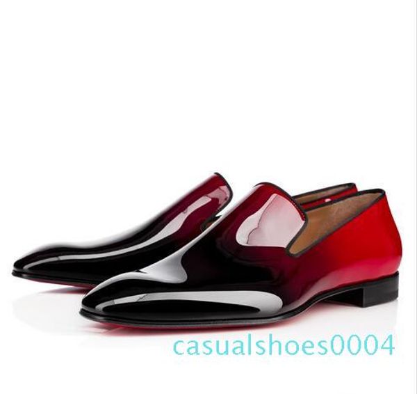 

2020 new brand red bottom loafers luxury party wedding shoes designer black patent leather suede dress shoes for mens slip on flats ac04