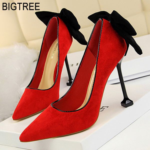 

bigtree shoes women pumps spring women shoes high heels butterfly-knot wedding ladies kitten heels stiletto, Black