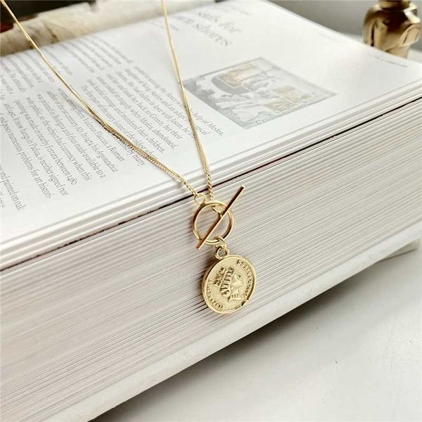 

925 sterling silver original figure lady queen coin pendant necklace gold fashion chokers necklace for women 2020 fine jewelry