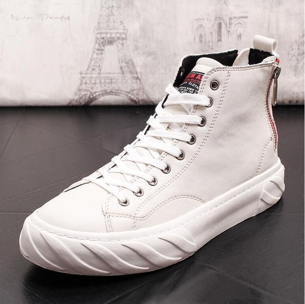 

2019 мужская мода повседневная обувь высокого верха мужчины вулканизированной туфли на платформе кроссовки кроссовки качества для мужчин mas, Black