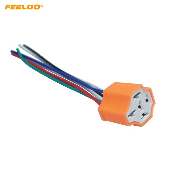 

feeldo 2pcs автомобилей 5pin фара ceramic гнездо выдвижения штепсельной вилки led hid свет адаптер с электропроводка разъем # am5943