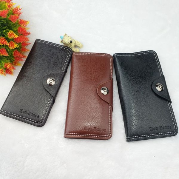 

new style men's wallet business change debris wallet multi-functional outside magnetic snap versatile clutch pu manufacturers di, Black