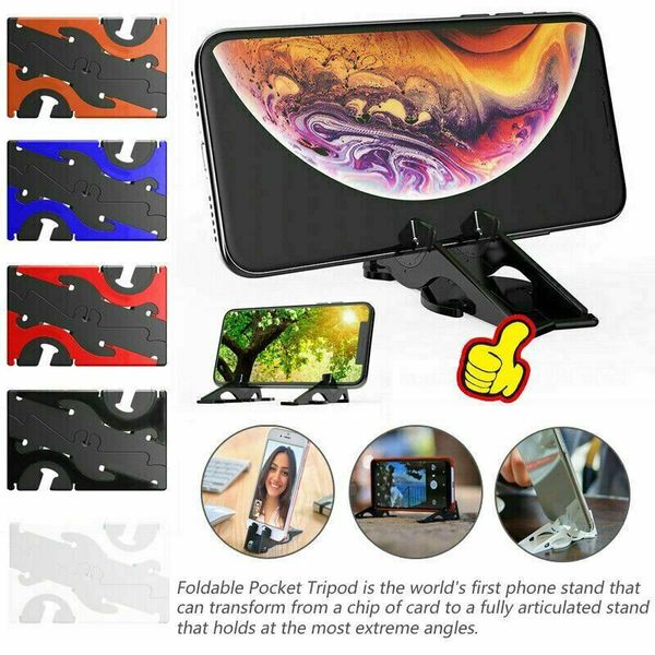 

pocket tripod card foldable bracket for phone folding mobile phone holder mini card stand mount for iphone samsung angle adjustable