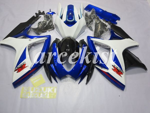 

4 бесплатные подарки новый abs для мотоциклов обтекатели kit fit для suzuki gsx-r600 gsx-r750 k6 2006 2007 06 07 кузова комплект синий белый