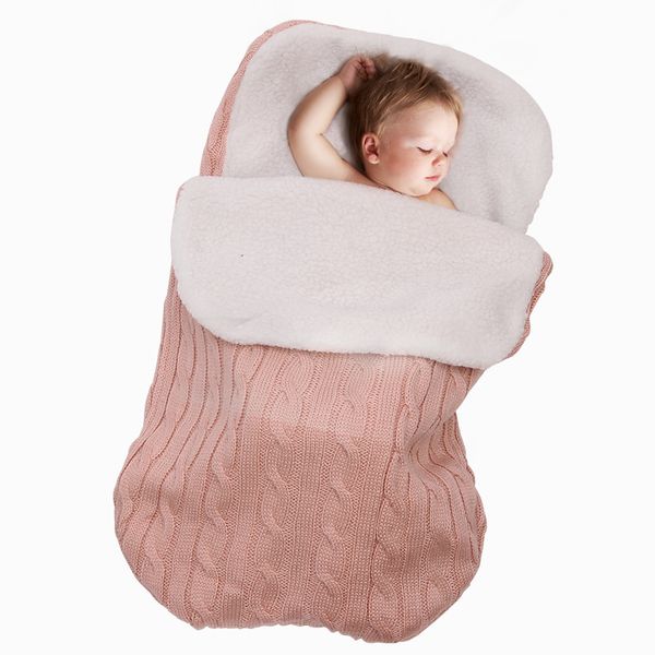 

newborn baby knitted blanket for winter bedding stroller super soft warm infant boys girls sleeping bag swaddle wrap 0-12 months