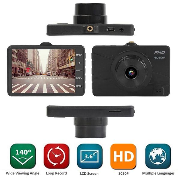 

v08 3.6 inch tft lcd screen car dvr camera hd 1080p dashcam loop recording digital video recorder