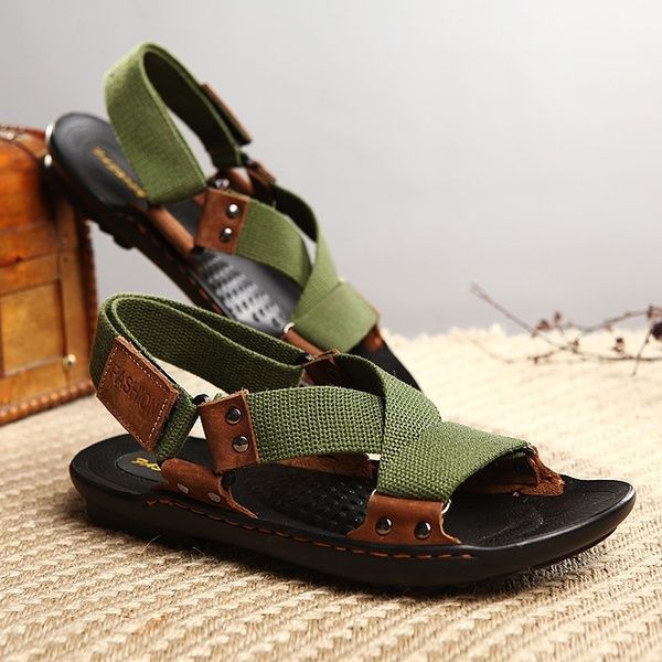 

fashion mens summer shoes flat beach shoes personality sandals, Black