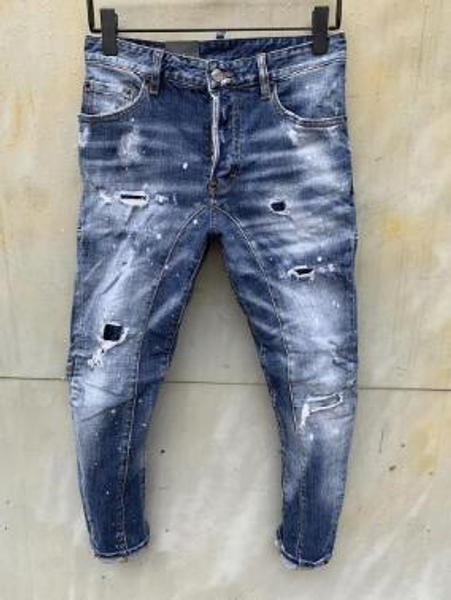 

new style brand d2 men jeans denim jean embroidery tiger pants holes d2 jeans zipper men pants skinny dsquared2 jeans men 00000538c#, White