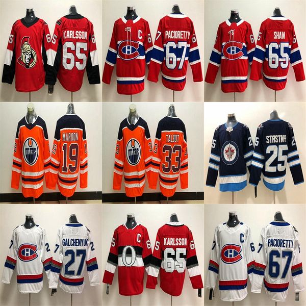 

edmonton oilers jerseys 19 patrick maroon jersey 33 cam talbot winnipeg jets 25 paul stastny 65 erik karlsson hockey jerseys stitched mens, Black;red