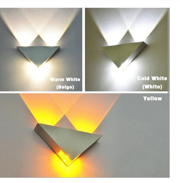 

modern led wall lamp 3w aluminum body triangle wall light for bedroom home lighting luminaire bathroom light fixture wall sconce