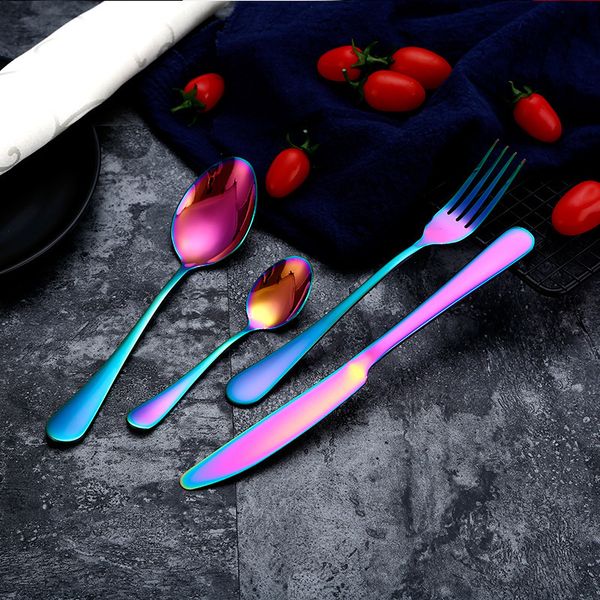 

5 colors high-grade gold cutlery flatware set spoon fork knife teaspoon stainless dinnerware set cutlery tableware set