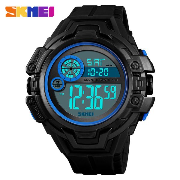

skemi men sport digital watch fashion waterproof outdoor running fitness swatch 12/24 time system alarm buckle clock 1446, Slivery;brown
