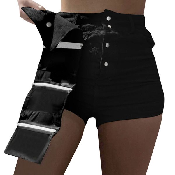

women shorts high waist zipper white black jeans women casual mutil-pockets demin short casual streetwear feminina z1210, Blue