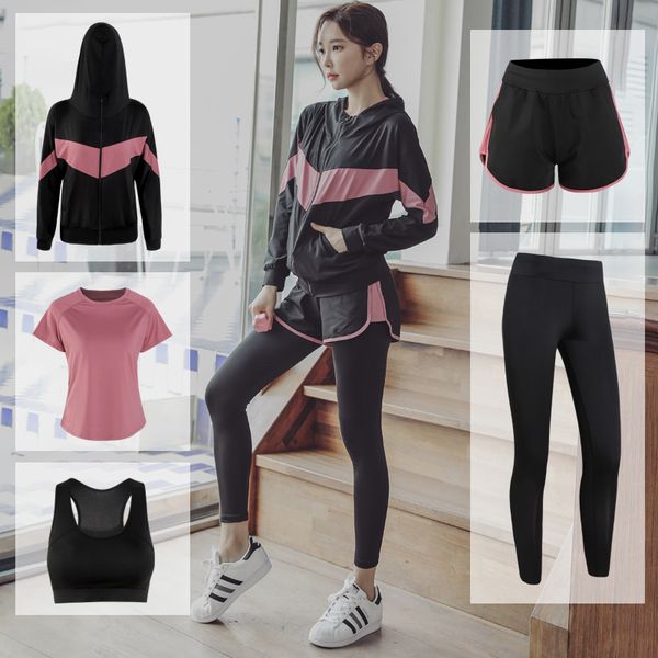 

new women yoga set for female sports gym fitness clothes tracksuit plus size workout running bra t-shirt shorts pants sportswear