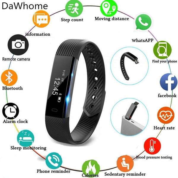 

women men smartwatch fitness record sports trackers wristband smart bracelet fitness tracker step counter activity monitor band, Slivery;brown